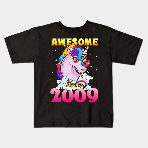 Funny Awesome Unicorn Since 2009 Cute Gift Kids T-Shirt by saugiohoc994